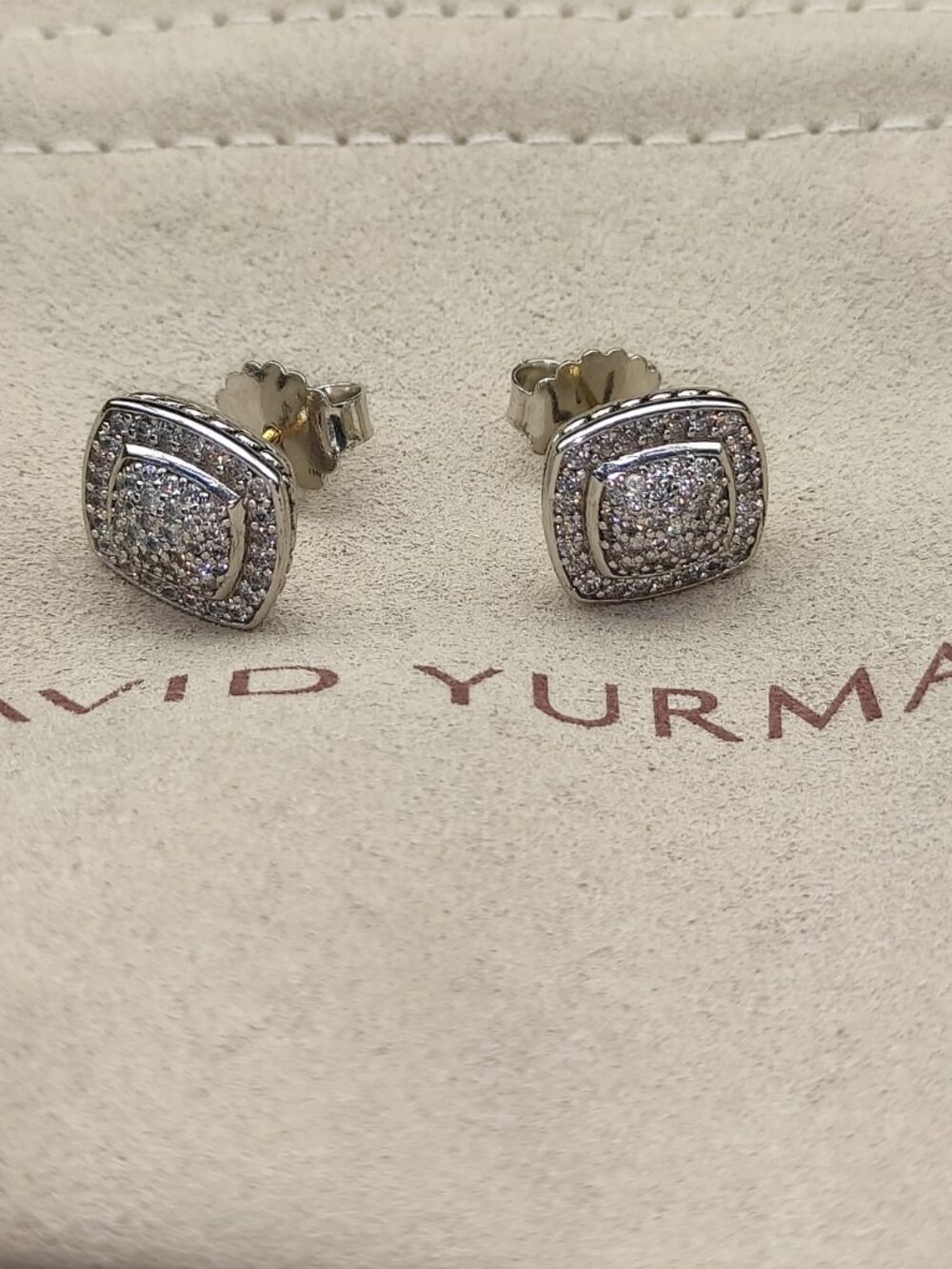 David Yurman 925 Silver Earrings with Original Pouch